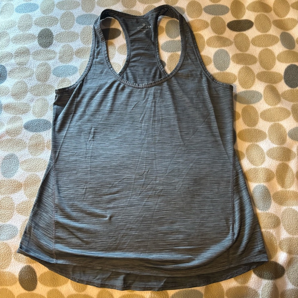 Athleta Shadow Stripe Medium Gray racerback workout tank top